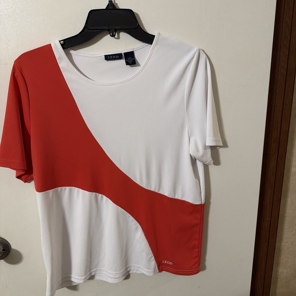 Izod Womens Shirt Size XL  Athletic Top White and Red